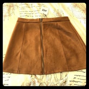 Jack Suede mini Zip up skirt. Tan